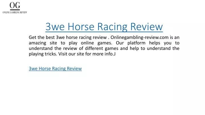 3we horse racing review