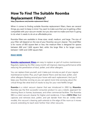 toprobovac.com-How To Find The Suitable Roomba Replacement Filters