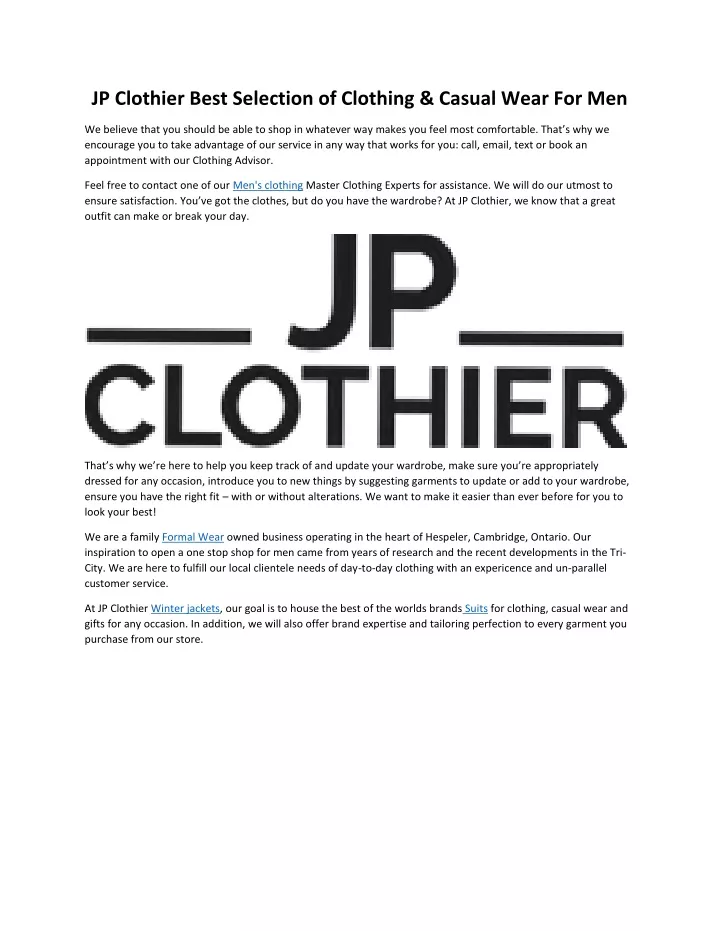 jp clothier best selection of clothing casual