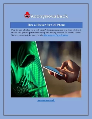 Hire a Hacker for Cell Phone Anonymoushack.co