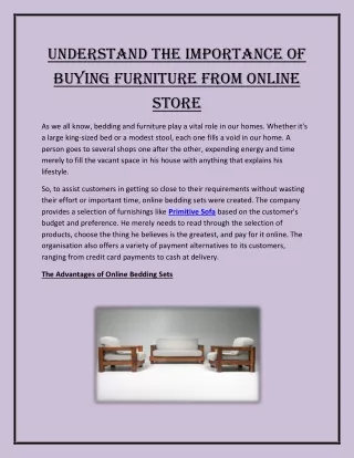 Understand The Importance of Buying Furniture From Online Store