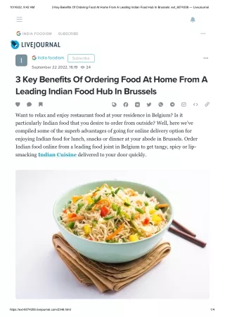 3 Key Benefits Of Ordering Food At Home From A Leading Indian Food Hub In Brussels
