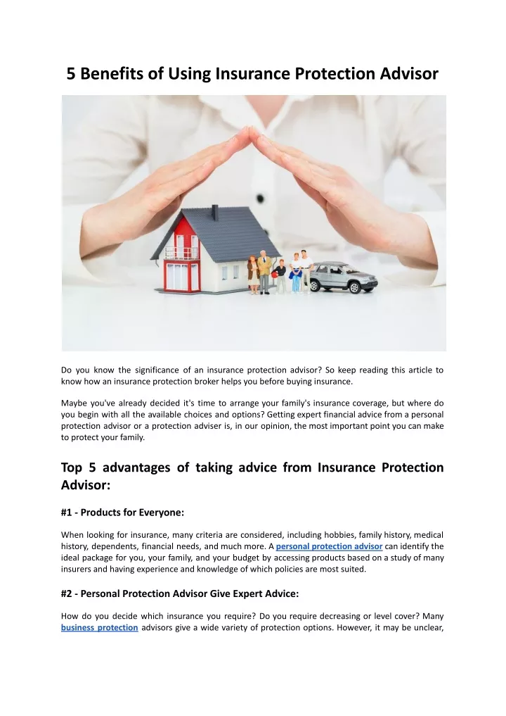 5 benefits of using insurance protection advisor