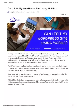 Can I Edit My WordPress Site Using Mobile?