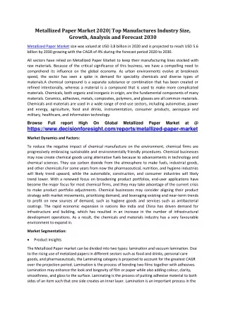 metallized paper market 2020 top manufactures