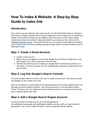 How To Index A Website A Step-by-Step Guide to index link
