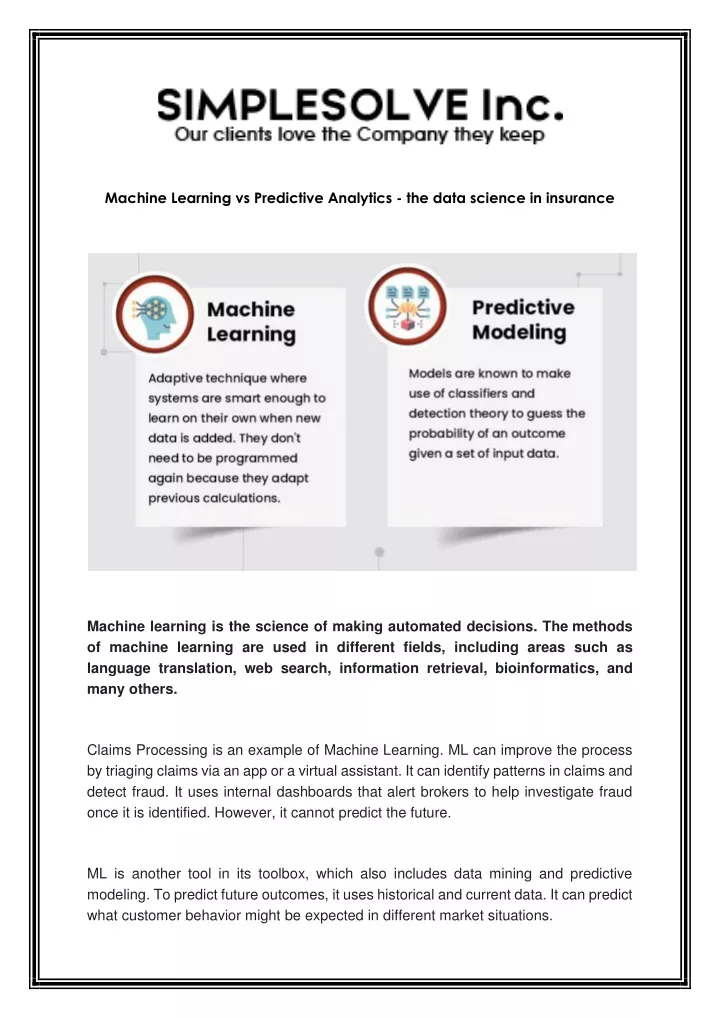 machine learning vs predictive analytics the data