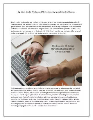 Gigi Catalin Neculai - The Essence Of Online Marketing Specialist