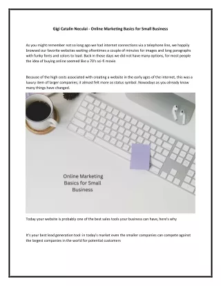Gigi Catalin Neculai - Online Marketing Basics for Small Business