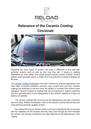 Relevance of the Ceramic Coating Cincinnati