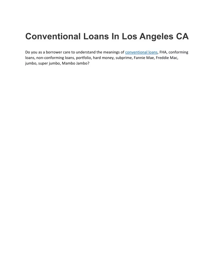 conventional loans in los angeles ca