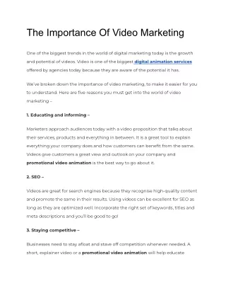 The Importance Of Video Marketing