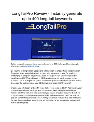 longtailpro review instantly generate