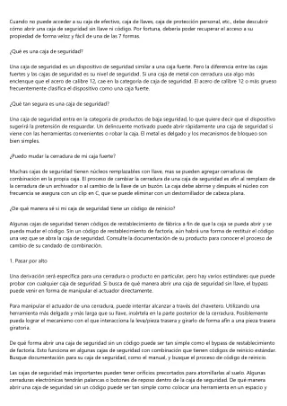Formas efectivas de abrir una caja de seguridad
