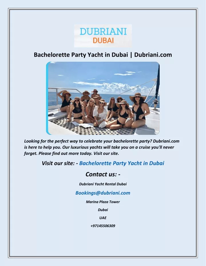 bachelorette party yacht in dubai dubriani com