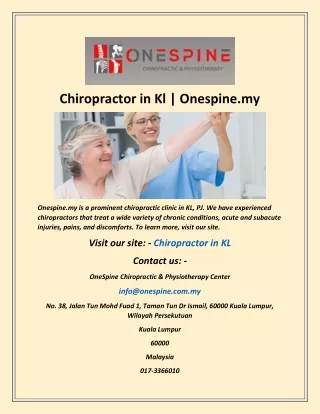 chiropractor in kl onespine my