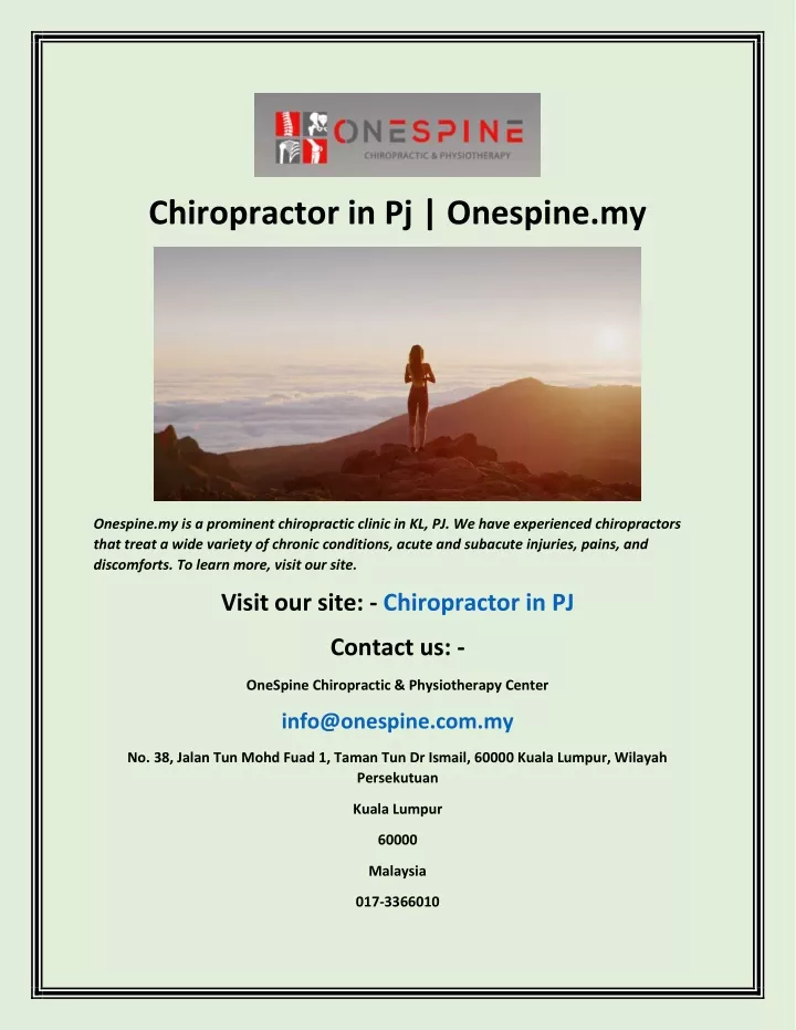 chiropractor in pj onespine my