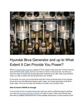 Hyundai 8kva Generator and up to What Extent It Can Provide You Power