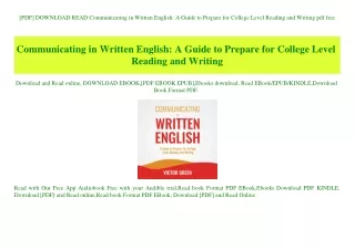 [PDF] DOWNLOAD READ Communicating in Written English A Guide to Prepare for College Level Reading and Writing pdf free