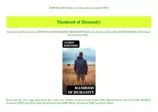 DOWNLOAD Manhood of Humanity in format E-PUB