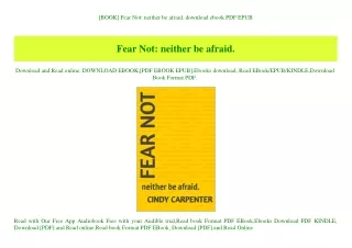 [BOOK] Fear Not neither be afraid. download ebook PDF EPUB