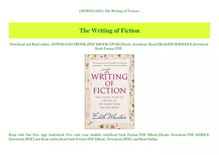 download the writing of fiction