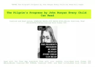 EPUB$ The Pilgrim's Progress by John Bunyan Every Child Can Read Full Pages