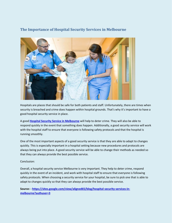 the importance of hospital security services