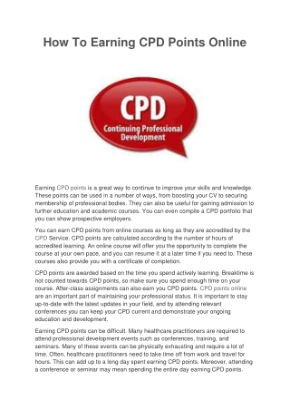 How To Earning CPD Points Online In Australia