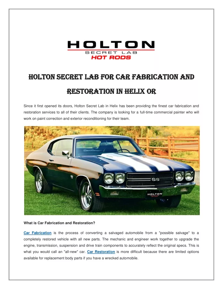 holton secret lab for car fabrication and holton