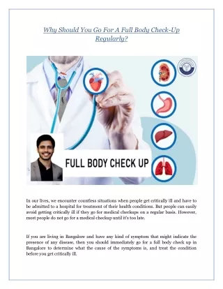 Why Should You Go For A Full Body Check?