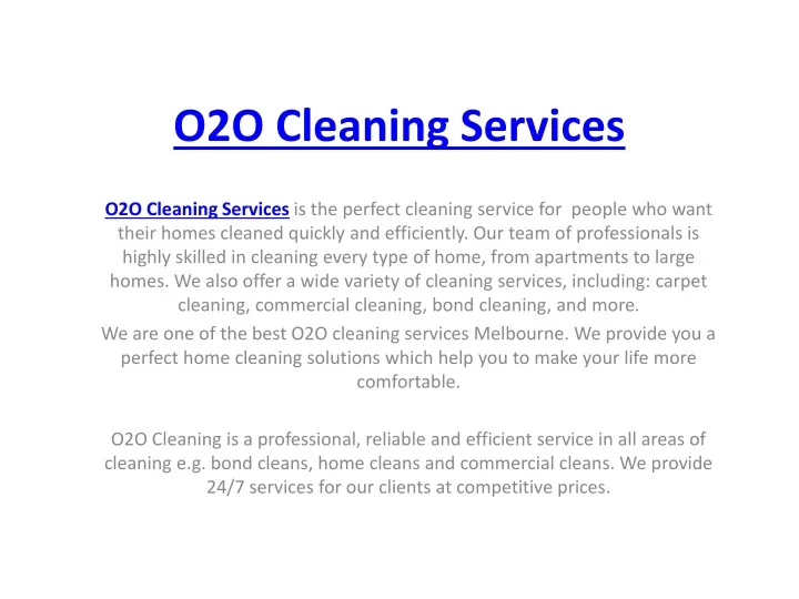 o2o cleaning services