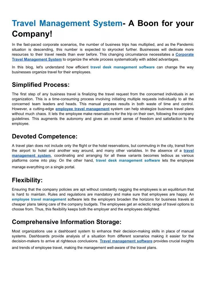 travel management system a boon for your company