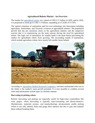 agricultural robots market an overview
