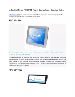 industrial panel pc ip66 panel computers dynalog