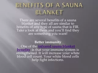 Benefits of a Sauna Blanket