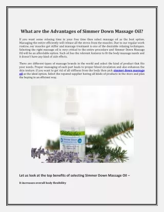 Simmer Down Massage Oil