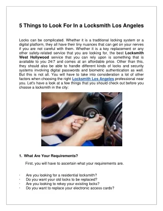 LLA Services - Locksmith Los Angeles