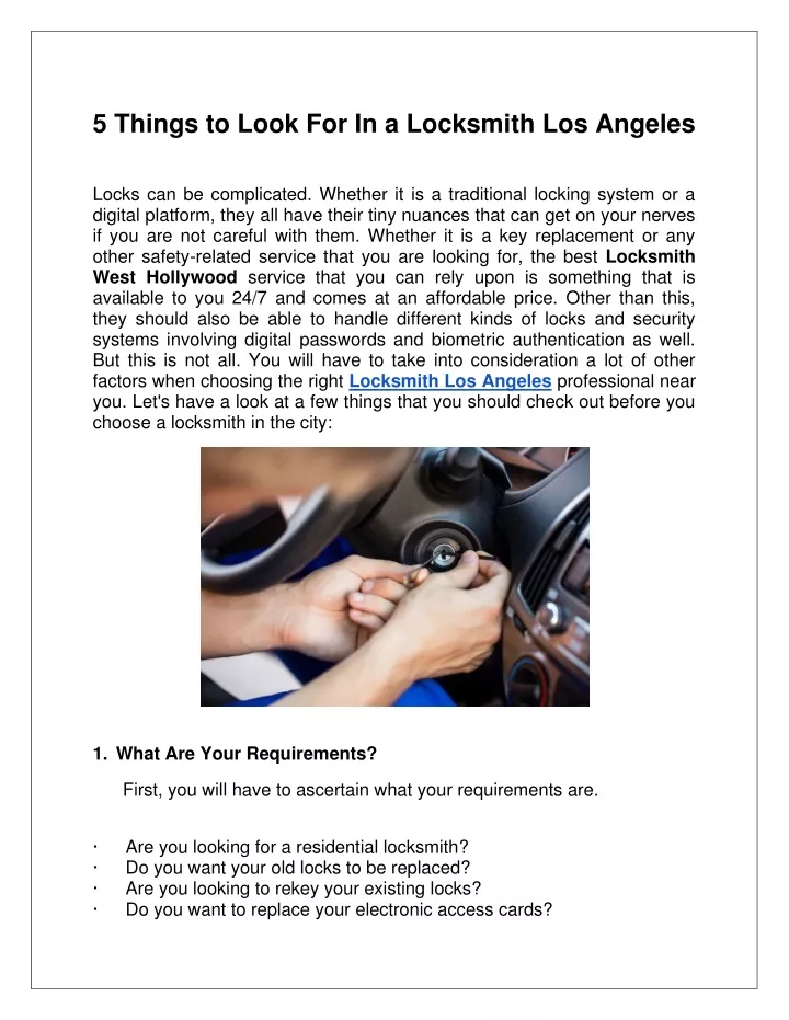 5 things to look for in a locksmith los angeles