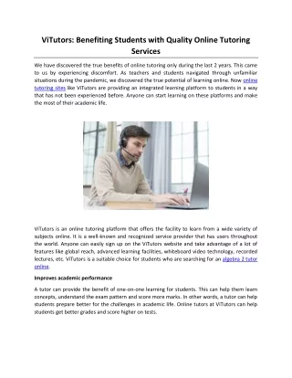 vitutors benefiting students with quality online