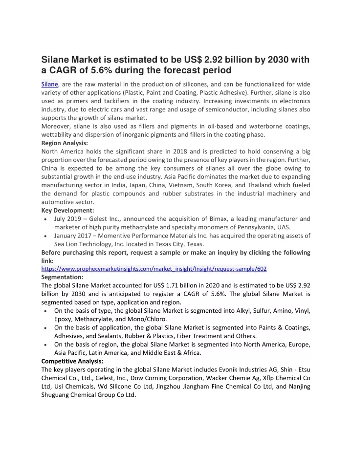 silane market is estimated to be us 2 92 billion