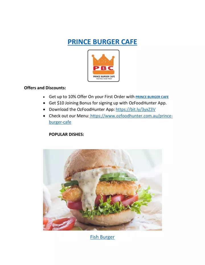 prince burger cafe