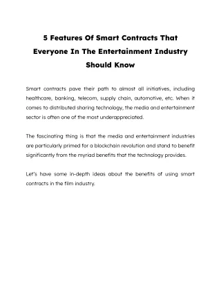 5 features of smart contracts that
