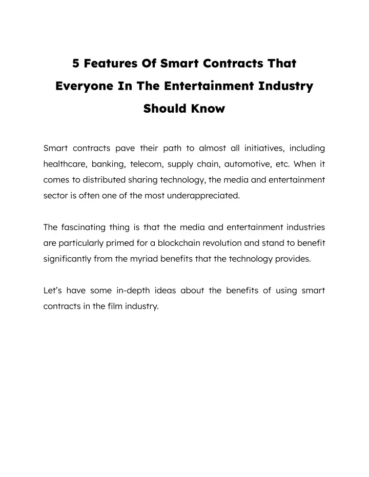 5 features of smart contracts that