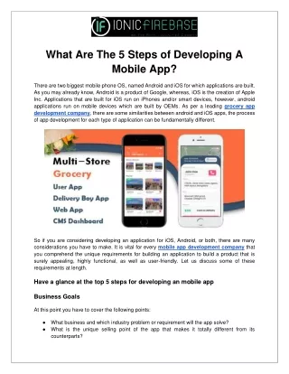 what are the 5 steps of developing a mobile app