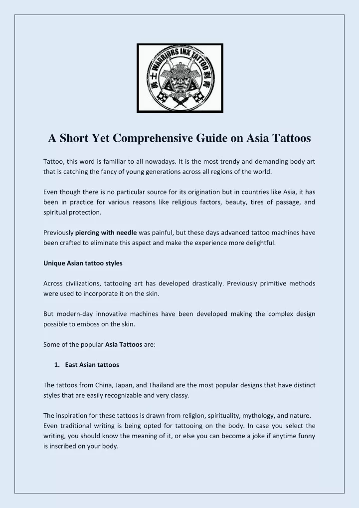 a short yet comprehensive guide on asia tattoos