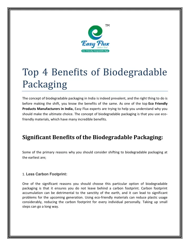 PPT - Top 4 Benefits Of Biodegradable Packaging PowerPoint Presentation ...