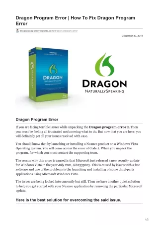 How To Fix Dragon Program Error