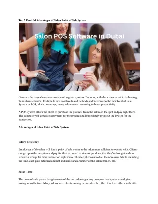 top 5 fruitful advantages of salon point of sale