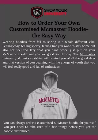 how to order your own customised mcmaster hoodie